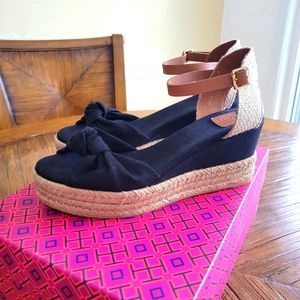 Tory Burch Knotted Bow Wedge Espadrille size 8.5